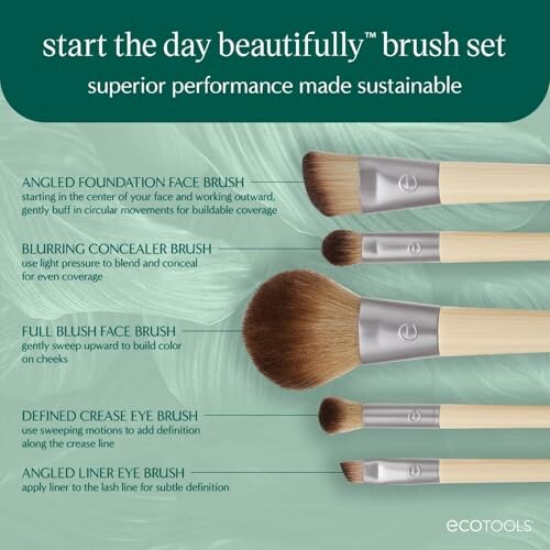 EcoTools brush set with descriptions for each type of brush.