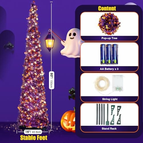 Halloween pop-up tree kit with lights and accessories.