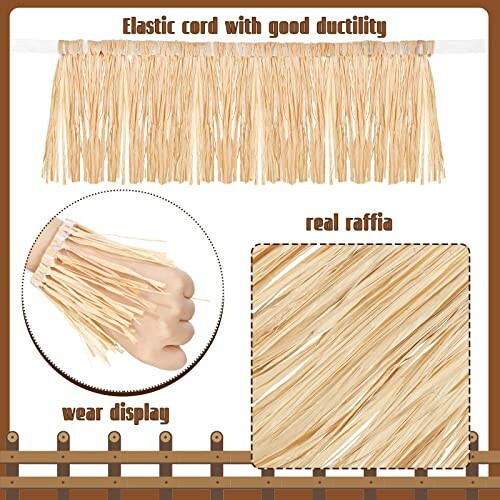 Raffia cord with elastic and wear display.